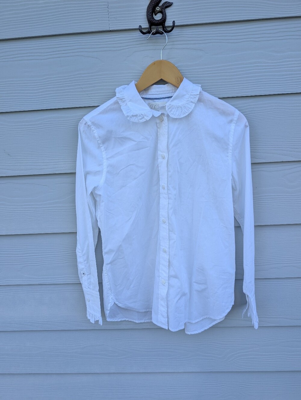 J Crew Blouse Size 6 White Cotton Collar Long Sleeve Buttondown Classic Preppy - Picture 3 of 6